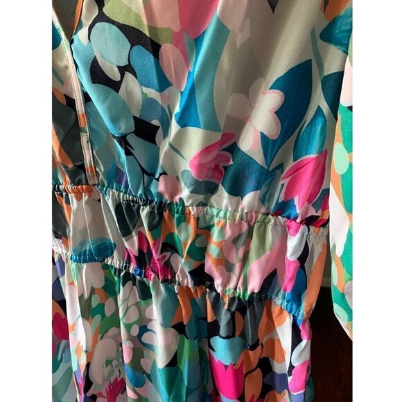 Beautiful Pastel shades' smocking waist Dress, Size L, NEW - Picture 2 of 4